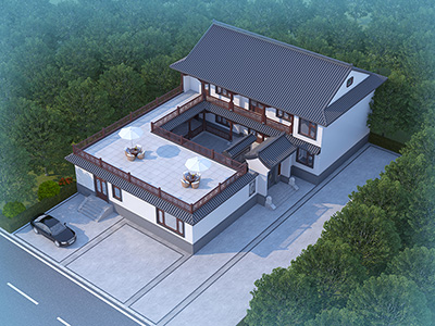 農(nóng)村三合院二層設(shè)計(jì)圖 自建BZ2732-新中式風(fēng)格